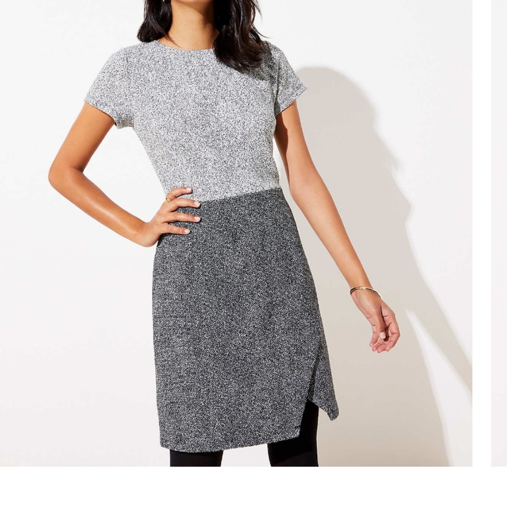 LOFT Speckled Wrap Sheath Dress